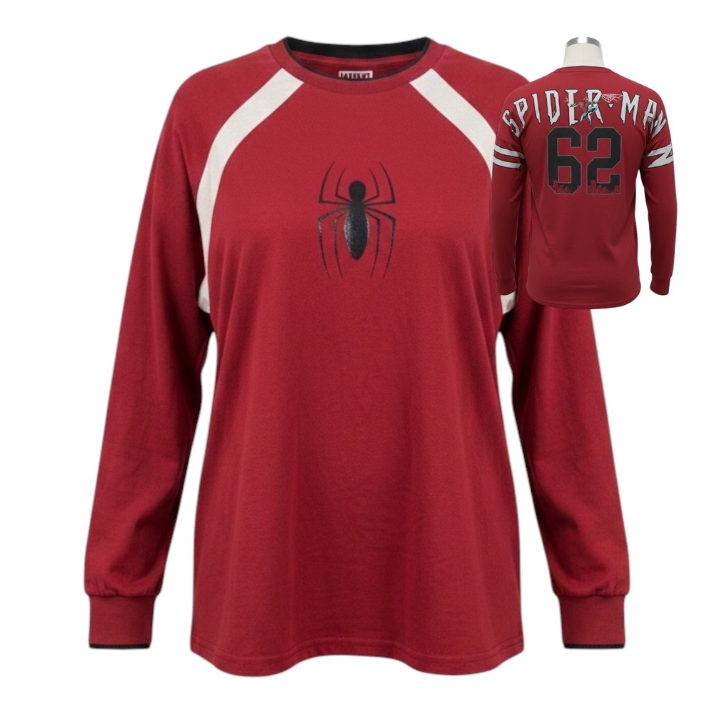Marvel BoxLunch Spider-Man Jersey S Red NWT Long Sleeve Top Oversized 62 Cotton